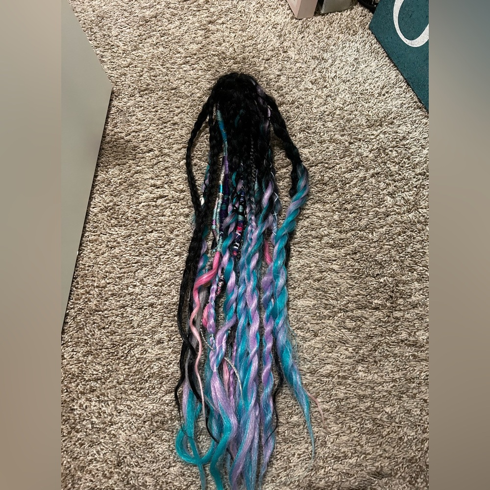 Vibrant Multicolor Braided Hair ponytail dread Extensions